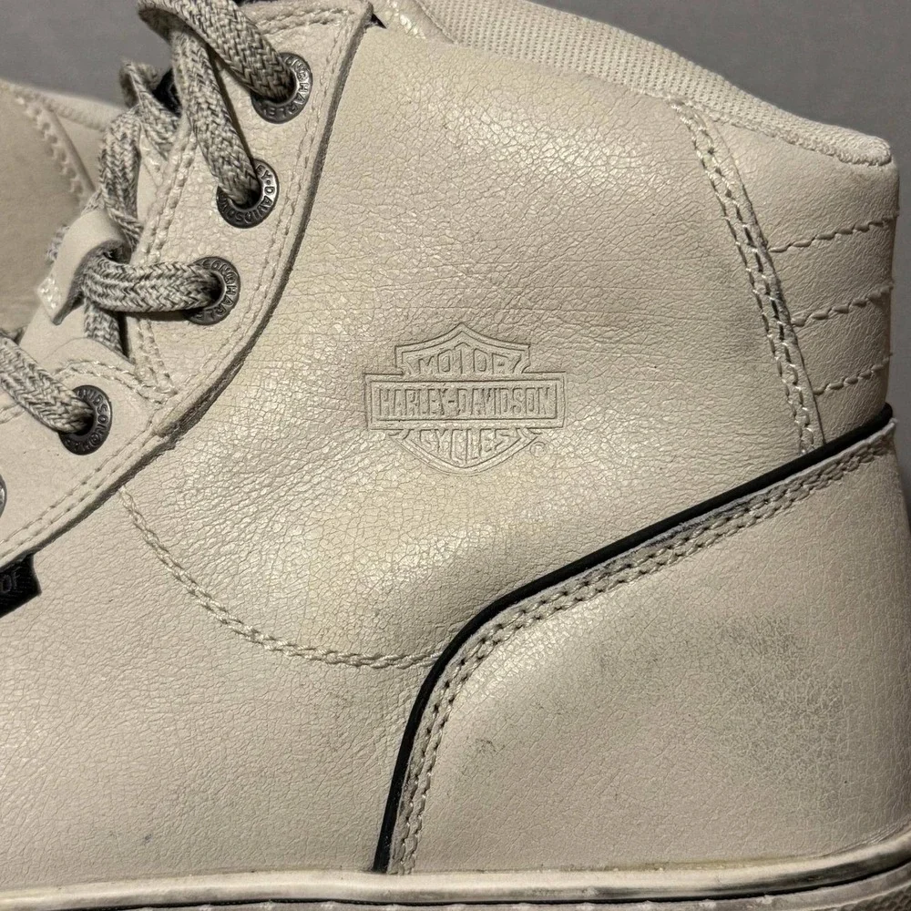 Harley-Davidson Men's Bateman Waterproof Riding Shoes Cream Leather 8.5M D93630